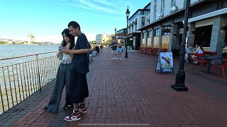 Walk with me around the Plant Riverside District area of the Savannah Riverfront Savannah GA [upl. by Nodnol]