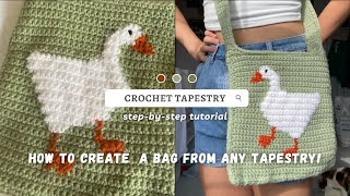 how to transform any crochet tapestry into a bag  how to line your crochet bag  beginner tutorial [upl. by Lowrance]