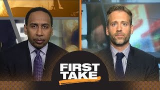 Stephen A and Max react to Celtics defeating 76ers in Game 1  First Take  ESPN [upl. by Aicilat]