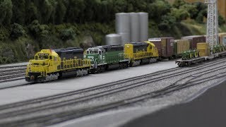 N Scale Layout video update No 12  test run Intermountain SD402 ESU Loksound [upl. by Wilt]