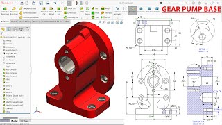 Gear Pump Base Design in SolidWorks  SolidWorks Tutorial [upl. by Zondra]