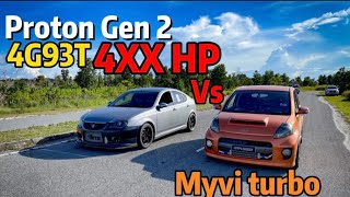 Proton Gen 2 4G93T with 4XXhp Vs Myvi turboEpisode37 [upl. by Abernathy]