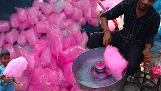 100 Years Old Street food candy floss Hawai Mithai How to make Cotton Candy traditional by hand [upl. by Gnanmos]