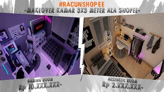 RacunShopee  Makeover Kamar 3x3 meter ala shopee  Kamar gaming simple  Kamar Aesthetic Simple [upl. by Lanahtan]