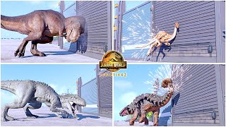 Gate Attack Animations of All Dinosaurs 🦖 Jurassic World Evolution 2  JWE2 [upl. by Adirf]