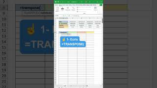 Maîtrise la fonction TRANSPOSE en 13 secondes 🔥  Astuce Excel [upl. by Akenihs44]