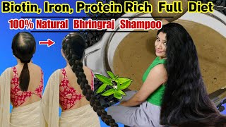 100 Original Homemade Bhringraj Shampoo amp ProteinBiotinIron Rich Diet To Regrow Hair।Garima Singh [upl. by Kauppi]