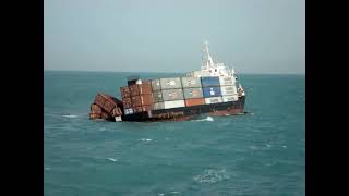 A real video of Sinking container ship at sea crew escape amp rescue operation conducted [upl. by Petronille]