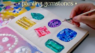 painting gemstones using acrylic gouache ⟡❖◇⟡ [upl. by Airdnola]