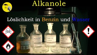 Alkanole  Löslichkeit in Benzin und Wasser Methanol Propanol Pentanol [upl. by Ky]