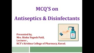 MCQS on Antiseptics amp Disinfectants [upl. by Annadiana298]