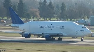 Boeing Atlas Air N249BA 747400LCF Dreamlifter Takeoff Portland Airport PDX [upl. by Otinauj]