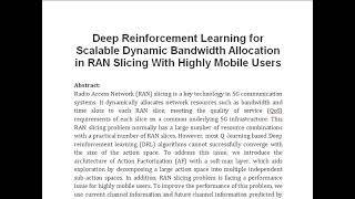 Deep Reinforcement Learning for Scalable Dynamic Bandwidth Allocation in RAN Slicing With Highly Mob [upl. by Fortunna619]