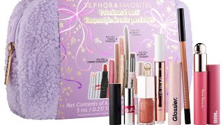 New ​⁠Sephora Precious Pouts lip set holiday 2024 haul and unboxing tryons [upl. by Chung]