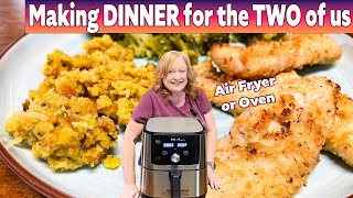 DINNER WITH THE TWO OF US Chicken Tenders Broccoli Stuffing Air Fryer [upl. by Ranjiv881]