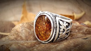 Autumn Amber Ring  Handmade Jewelry Inspired by Nature [upl. by Zil]