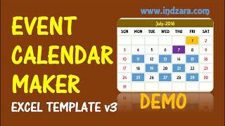 Event Calendar Maker  Excel Template  v3  Demo [upl. by Usanis]