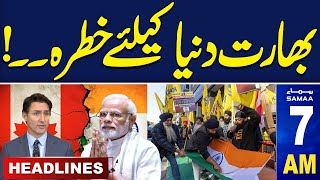 Samaa News Headlines 07 AM  Sikhs Protest Outside Indian Consulate in Toronto  19 Oct 2024  SAMAA [upl. by Gervase]