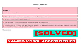 Solved XAMPP MySQL Error  Cannot Connect  invalid settings [upl. by Erny]