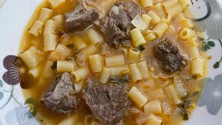 Supë me mish viçi dhe makarona  Easy soup  Albanian food [upl. by Ennayelhsa]