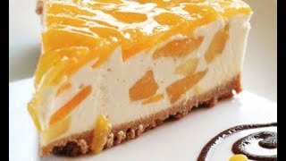 Cheesecake de durazno sin horno  Pay de queso con duraznos  Rony en casa [upl. by Yemiaj]