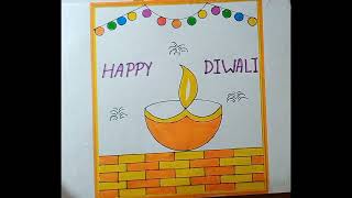 Beautiful Diwali drawing  Diya drawing Diwali Festival Drawing [upl. by Retnyw]