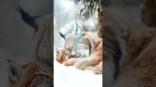 Canadian Lynx Mom amp Kitten in Snowy Wilderness CanadianLynx WildlifeBond [upl. by Yelyak279]