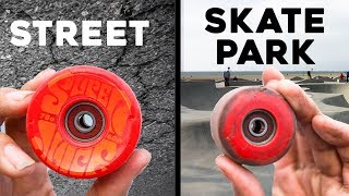 SKATEPARK WHEELS VS STREET SKATEBOARD WHEELS [upl. by Qidas819]