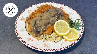 Crispy Chicken Schnitzel with Mushroom Sauce amp Bulgur Bed [upl. by Collier]