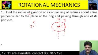 Find the radius of gyration of a circular ring of radius r about a line perpendicular to the plane [upl. by Swane]