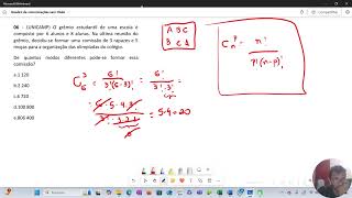 Problema de combinação simples  Exercício 6  análise combinatória simples [upl. by Yci]