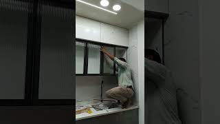 Kitchen Cabinet Flutes Glass Door Instalation Trending Fluted Glass [upl. by Alleacim]