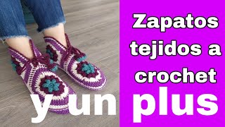 Zapatos tejidos a crochet y un plus [upl. by Selwin74]