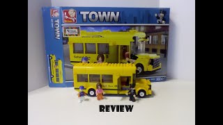 Review of Sluban TOWN Middle School Bus M38  B0507 [upl. by Dorreg]