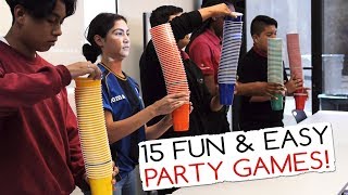 15 Fun amp Easy Party Games For Kids And Adults Minute to Win It Party [upl. by Malia]