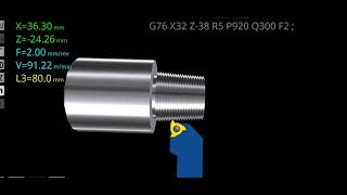 G76 cnc programming tapered threading [upl. by Giesecke598]