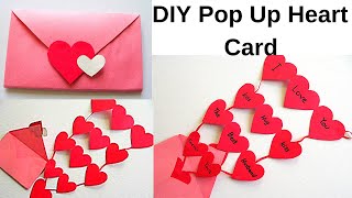 DIY Pop Up Heart Card with Heart Envelope Easy I Love You CardValentine Greeting Pop Up Card [upl. by Aryamo]