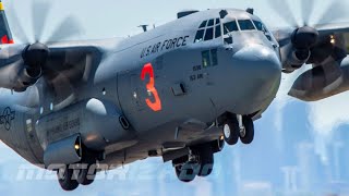 C130 Hercules Aircraft Landing and Take Off US Air Force [upl. by Aihtyc]