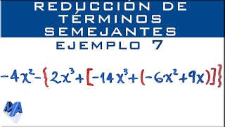 Reducción de términos semejantes  con signos de agrupación  Ejemplo 2 [upl. by Asila]