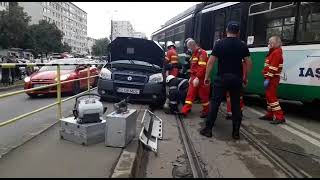 Un tramvai a deraiat la Iasi [upl. by Roxanna]