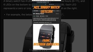 Leetcode 401  Binary Watch [upl. by Eirtemed]