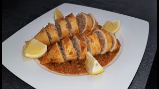 Calamars farcis à la viande hachée kefta  حبار محشو اللحم المفروم [upl. by Najram]