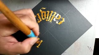 Calligraphy Masters circle calligram with gold ink by Milo Sudaria  Left hander [upl. by Inuat67]