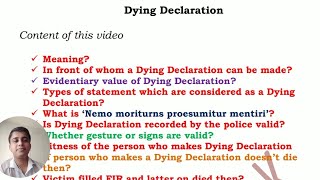 Dying Declaration Evidence act [upl. by Violetta]