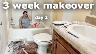 DIY BATHROOM MAKEOVER on a 500 budget 3 week transformation Small Bathroom Remodel compilation [upl. by Soluk935]