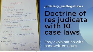 doctrine of res judicata with 10 case laws handwritten notes [upl. by Iniretake734]