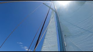 Skipjack Sailing 120 Shakedown Snagged crab pots Grounded Little Shark River [upl. by Natsreik]