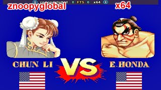 Street Fighter II Hyper Fighting  znoopyglobal vs x64 FT5 [upl. by Noak]