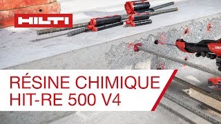 Résine chimique HITRE 500 V4  Installation au mursol avec une mèche creuse [upl. by Budding]