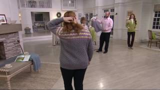 Aran Craft Merino Wool Jacquard Crew Neck Cardigan on QVC [upl. by Nnylannej148]